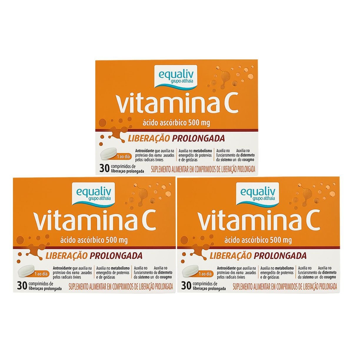 Kit 3X Vitamina C 500mg - 30 Comprimidos - Equaliv