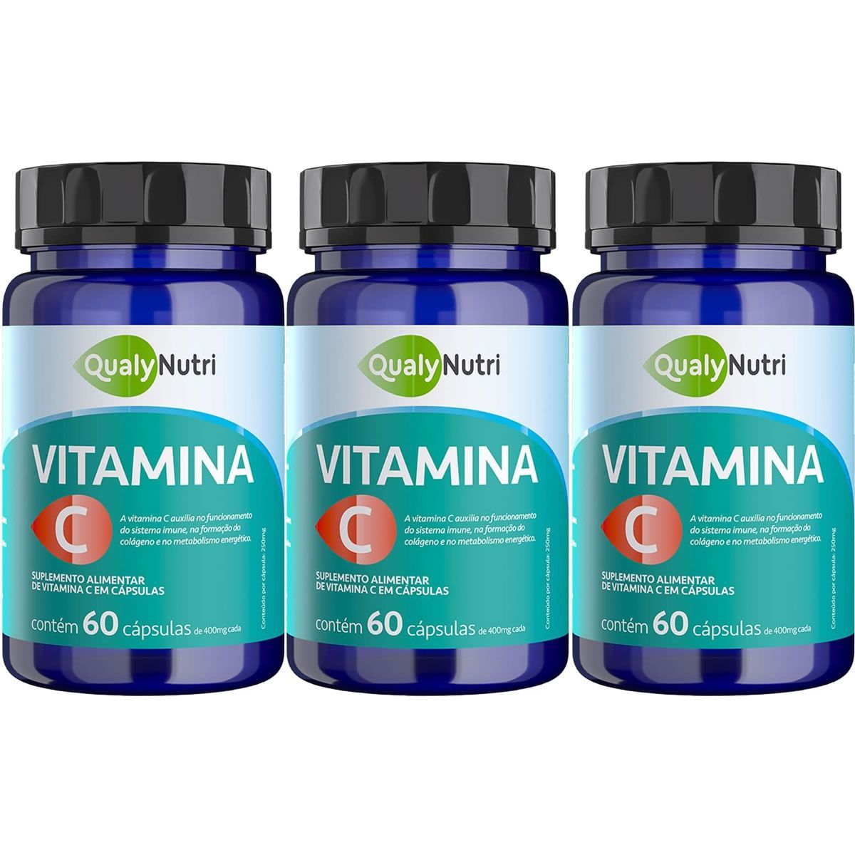 Kit 3X Vitamina C - 60 C�psulas - QualyNutri