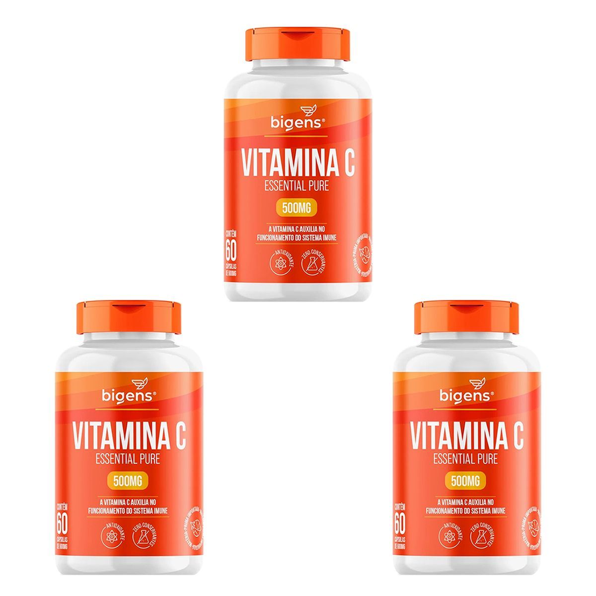 Kit 3X Vitamina C Essential Pure 500mg - 60 C�psulas - Bigens
