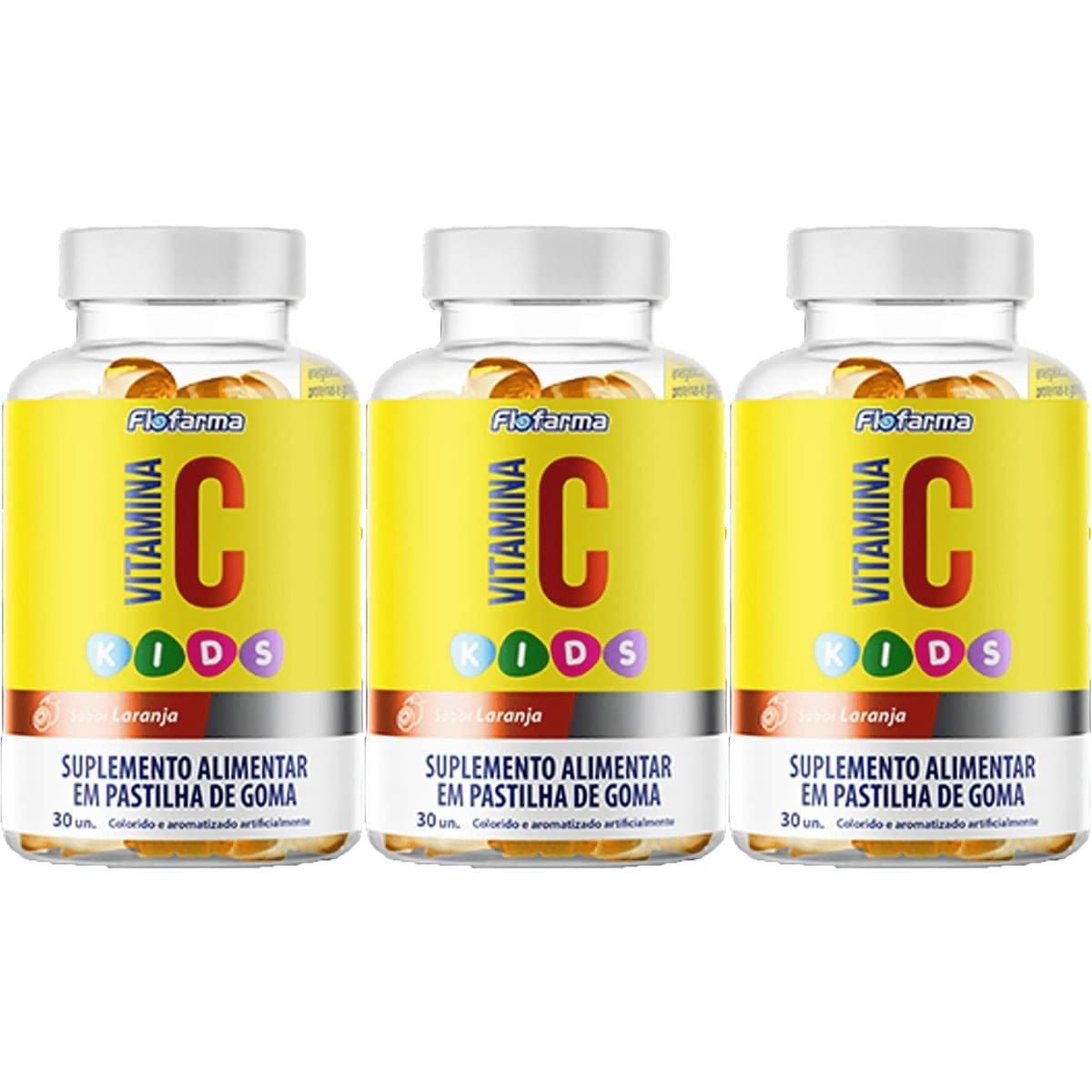 Kit 3X Vitamina C Kids - 30 Gomas Laranja - Flofarma