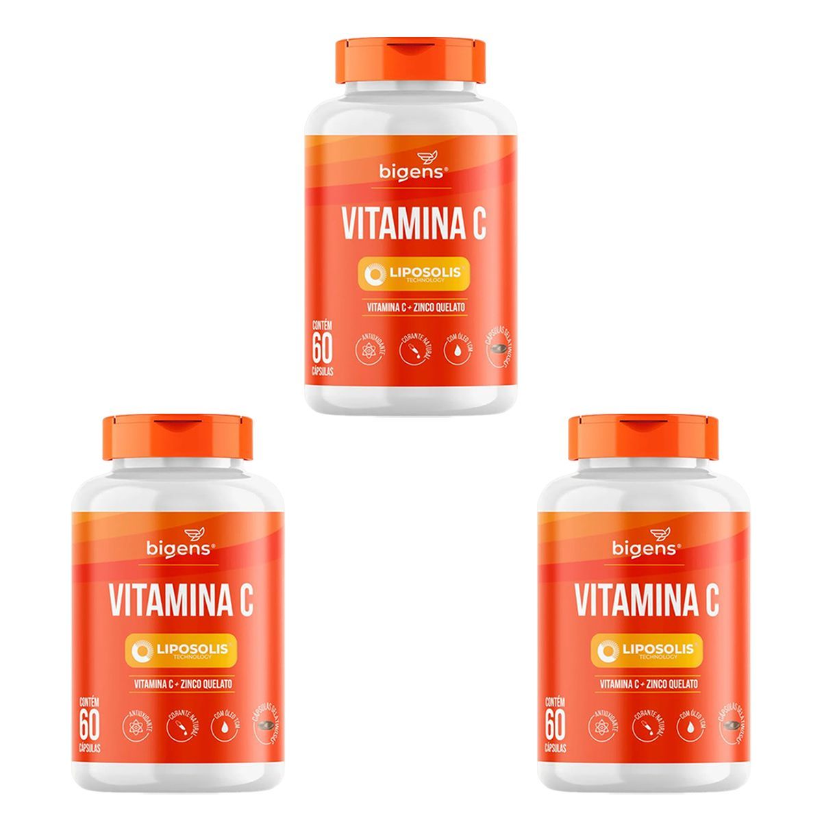Kit 3X Vitamina C Liposolis - 60 C�psulas - Bigens