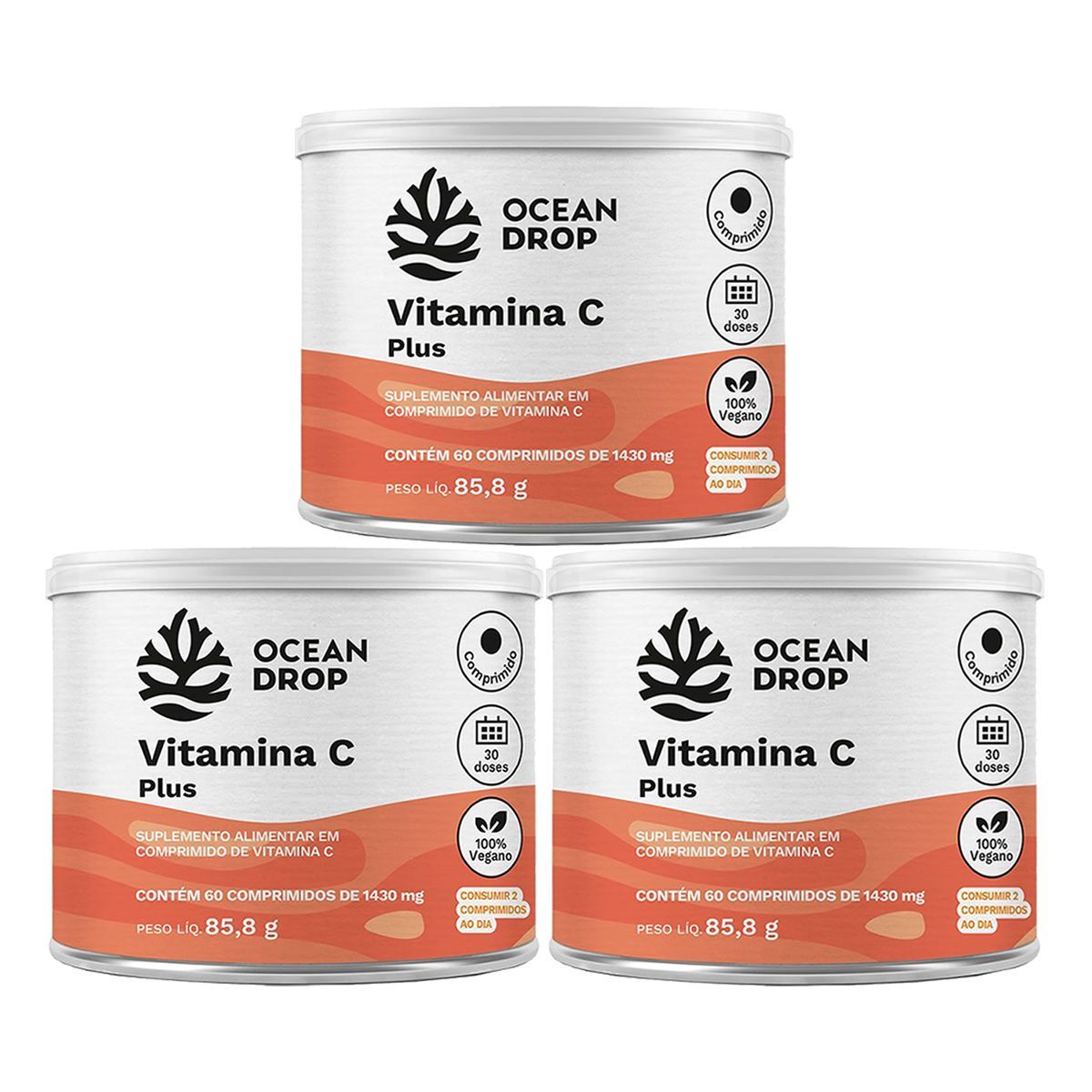 Kit 3X Vitamina C Plus - 60 Tablets - Ocean Drop