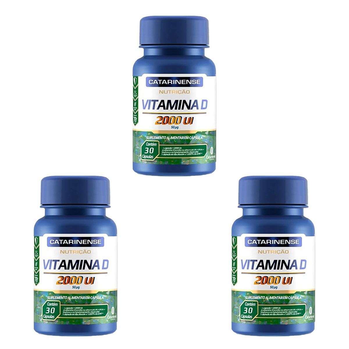 Kit 3X Vitamina D 2000UI - 30 C�psulas - Catarinense Nutri��o