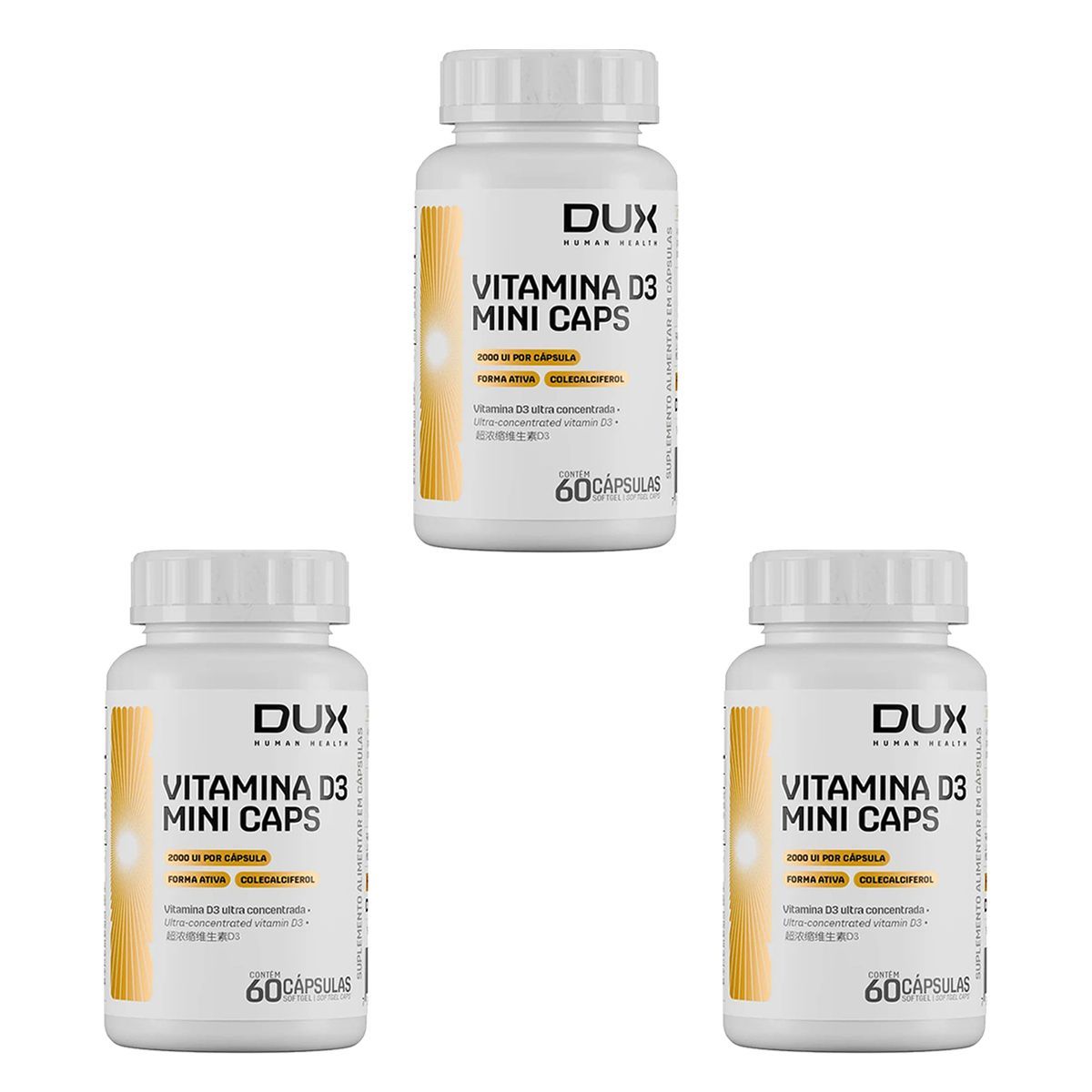 Kit 3X Vitamina D3 - 120 C�psulas - Dux Nutrition