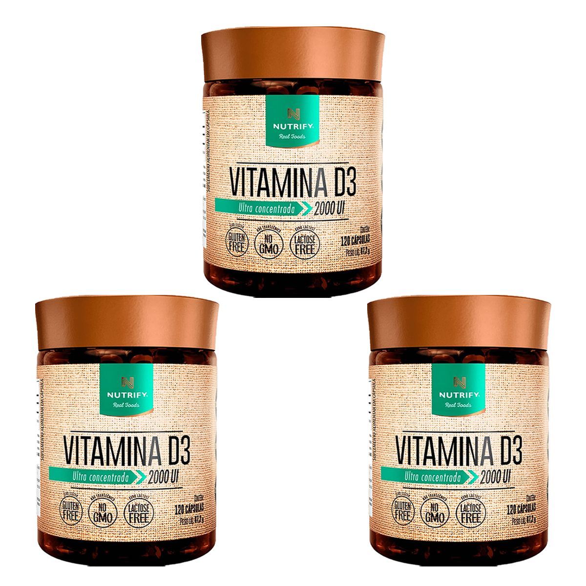 Kit 3X Vitamina D3 - 120 C�psulas - Nutrify