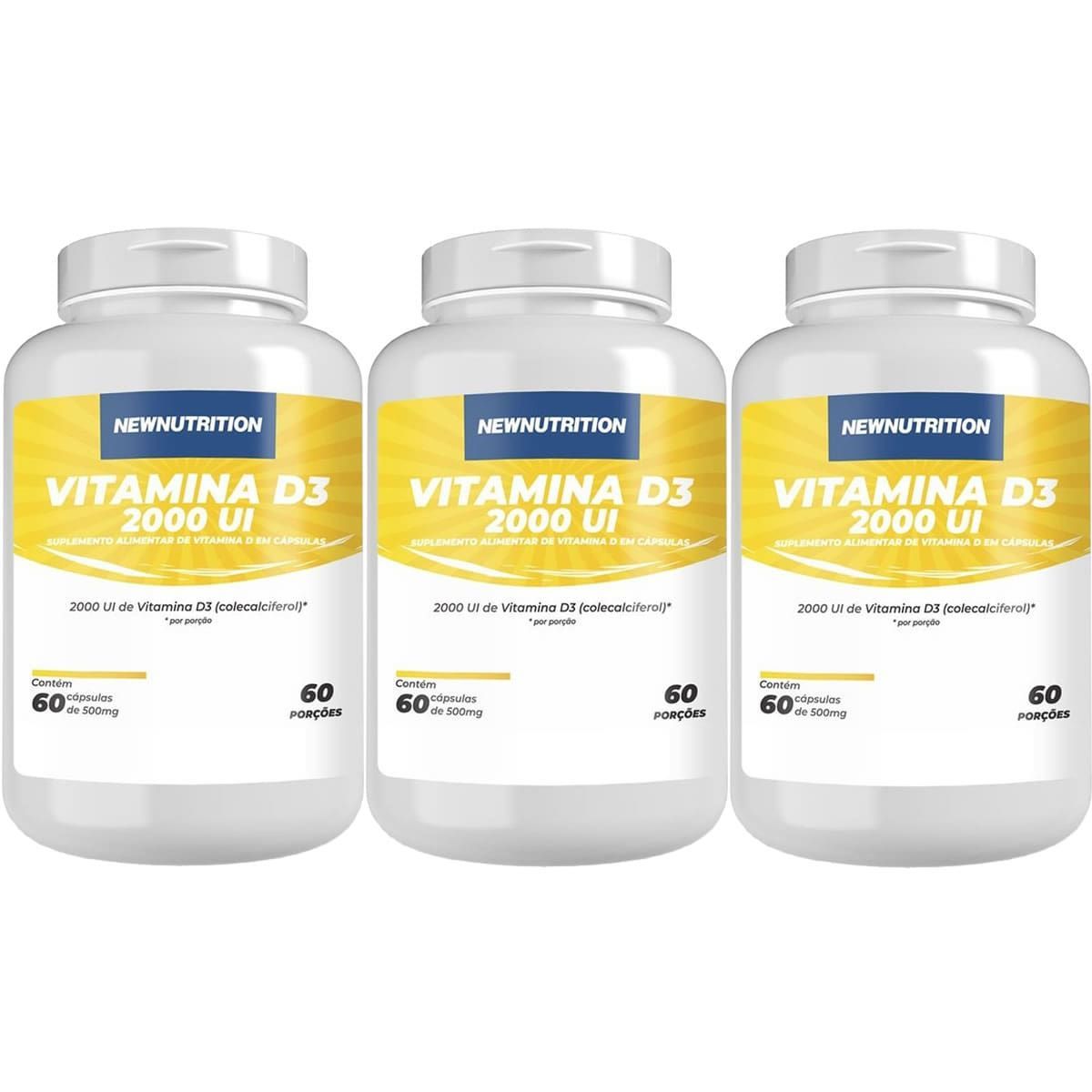 Kit 3X Vitamina D3 2000UI - 60 C�psulas - NewNutrition