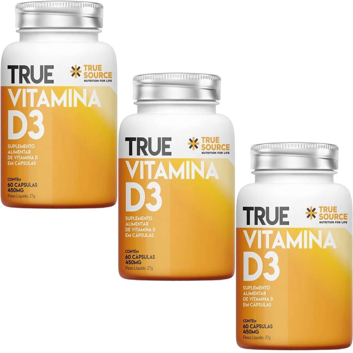 Kit 3X Vitamina D3 2000UI - 60 C�psulas - True Source