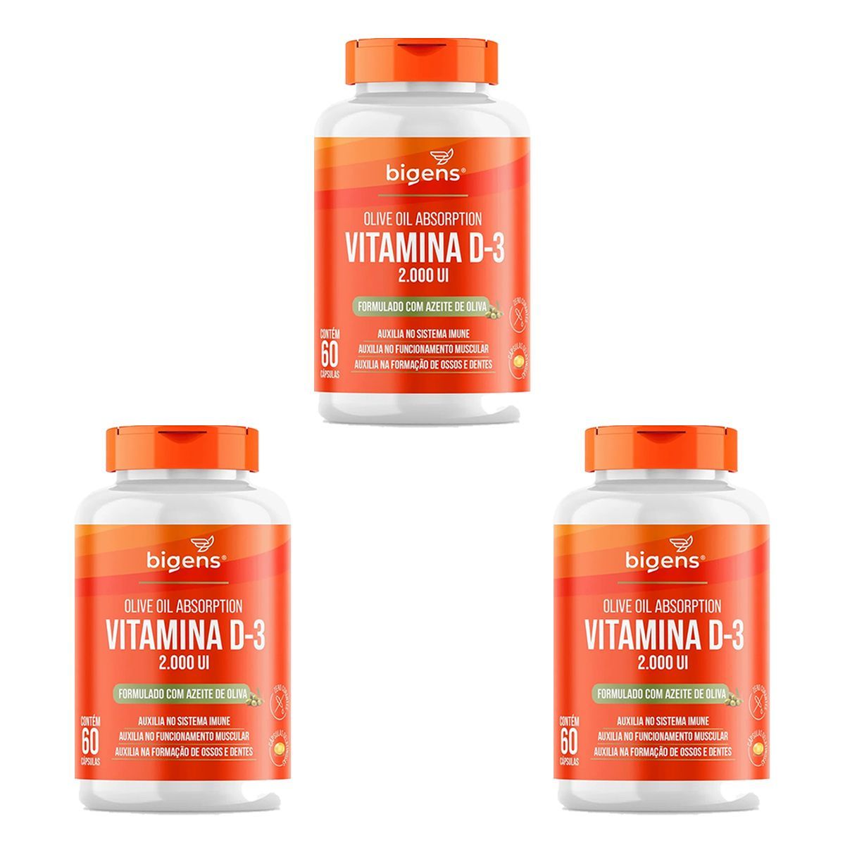 Kit 3X Vitamina D3 2000ui Azeite de Oliva - 60 C�psulas - Bigens
