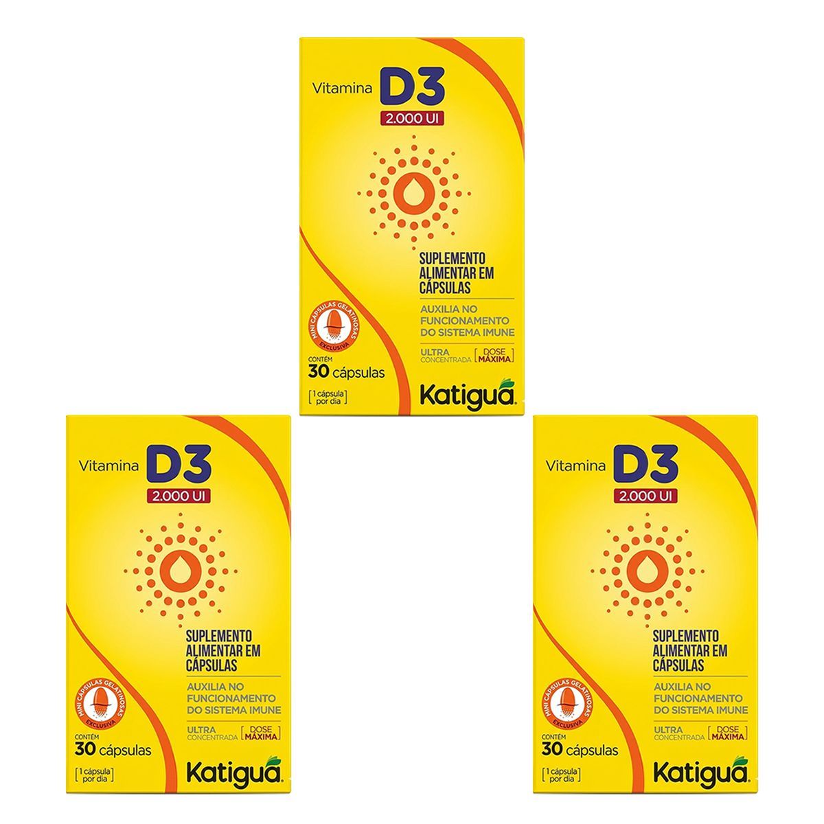 Kit 3X Vitamina D3 - 30 C�psulas - Katigu�