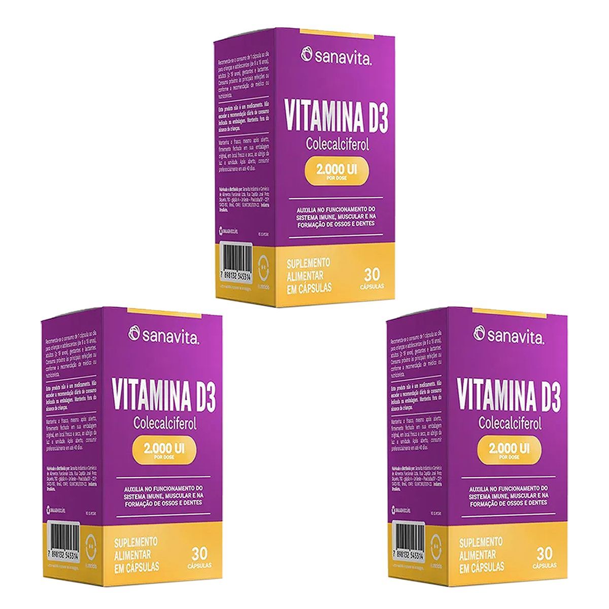 Kit 3X Vitamina D3 - 30 Capsulas - Sanavita