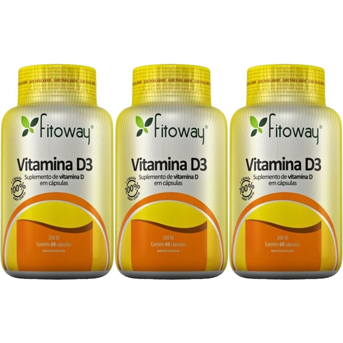 Kit 3X Vitamina D3 - 60 C�psulas - Fitoway