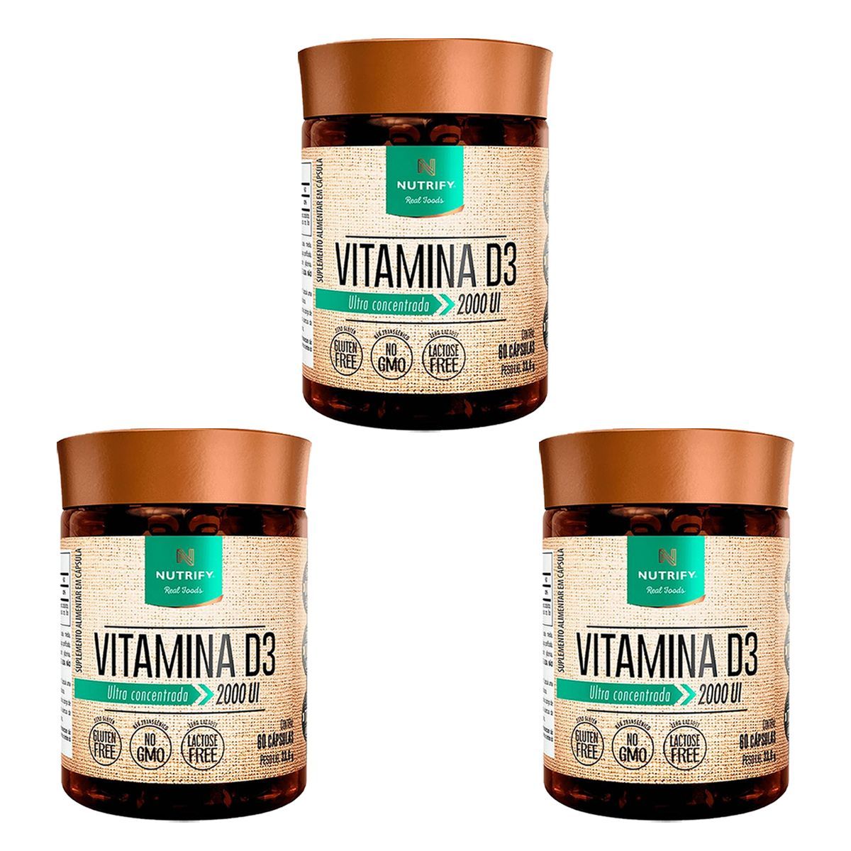Kit 3X Vitamina D3 - 60 C�psulas - Nutrify
