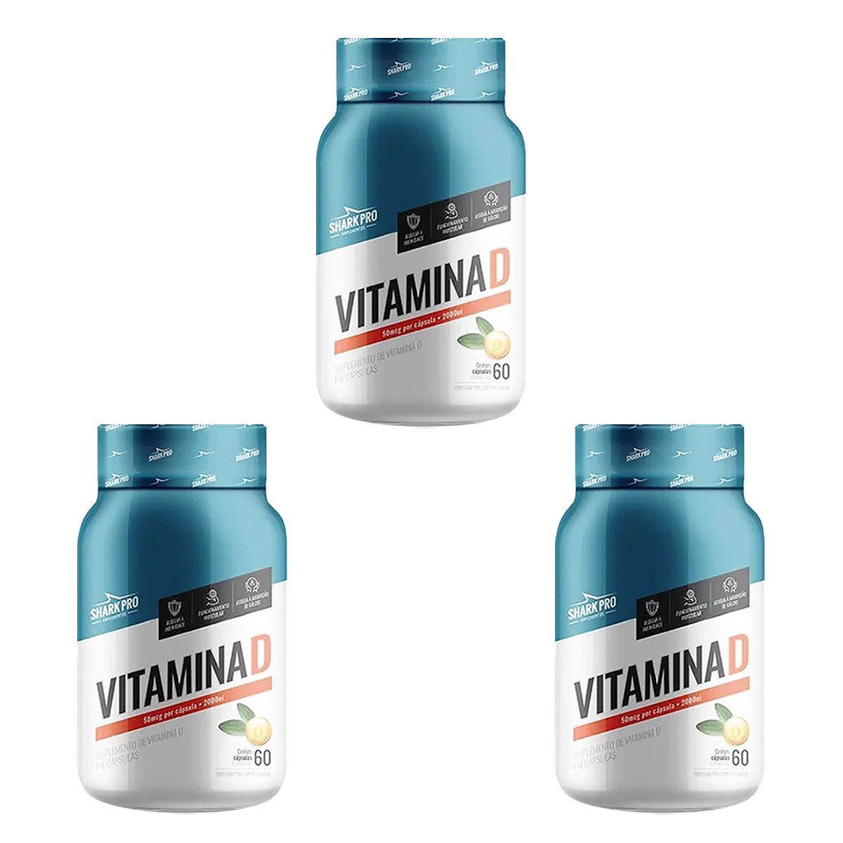 Kit 3X Vitamina d3 - 60 Capsulas - Shark Pro