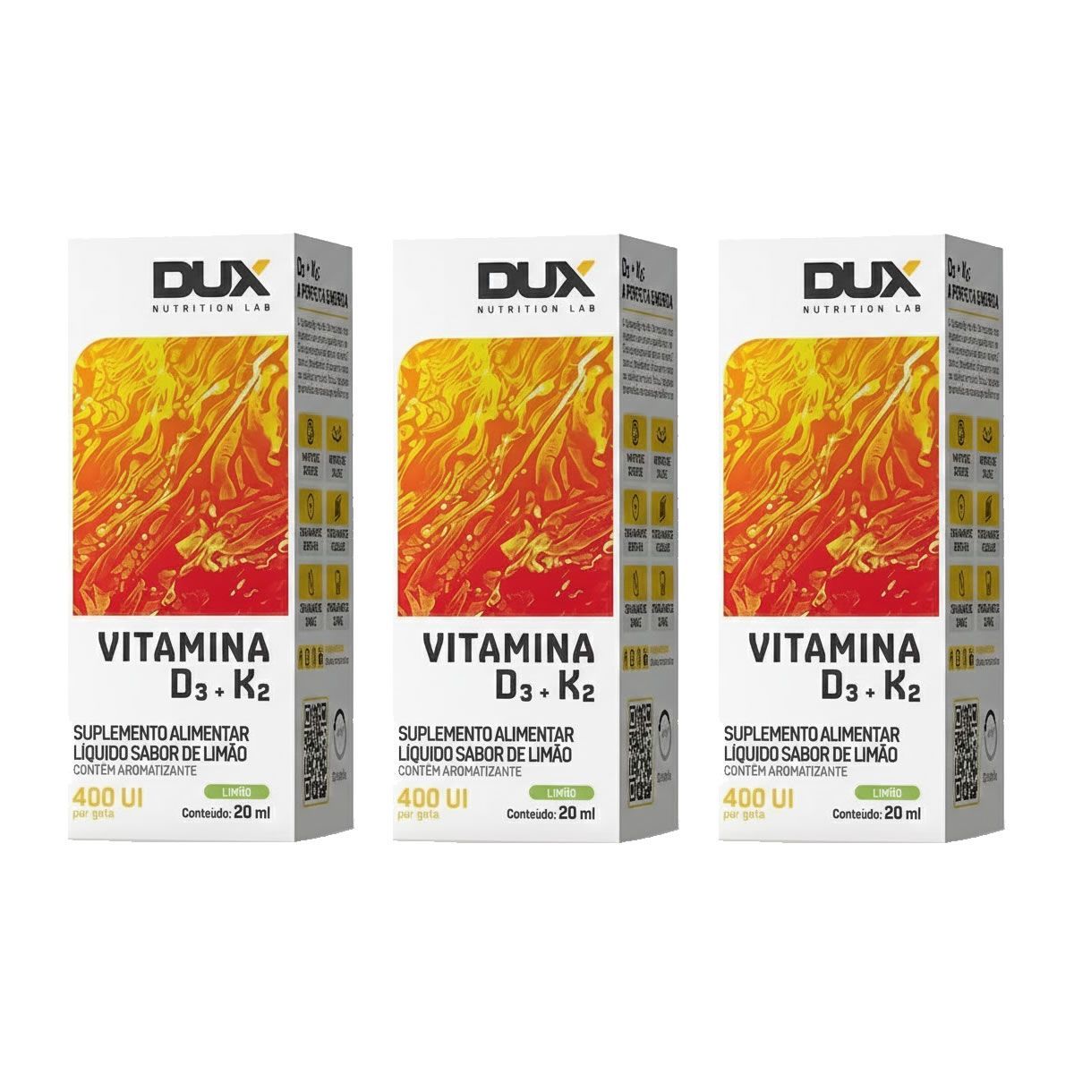 Kit 3X Vitamina D3 K2 - 20ml Lim�o - Dux