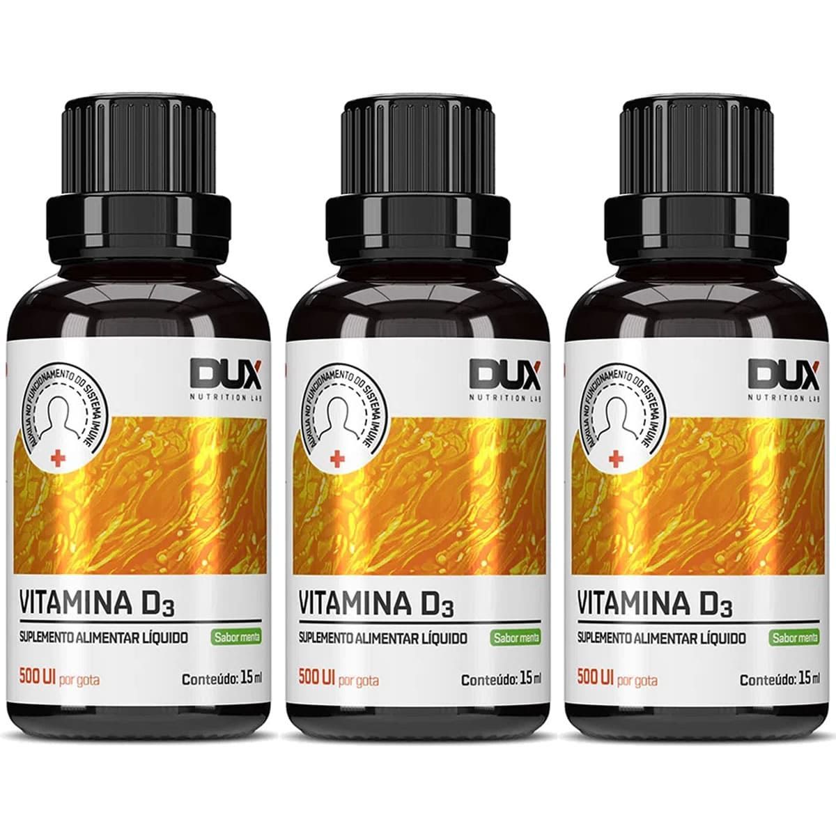 Kit 3X Vitamina D3 L�quida - 15ml Sabor Menta - Dux Nutrition