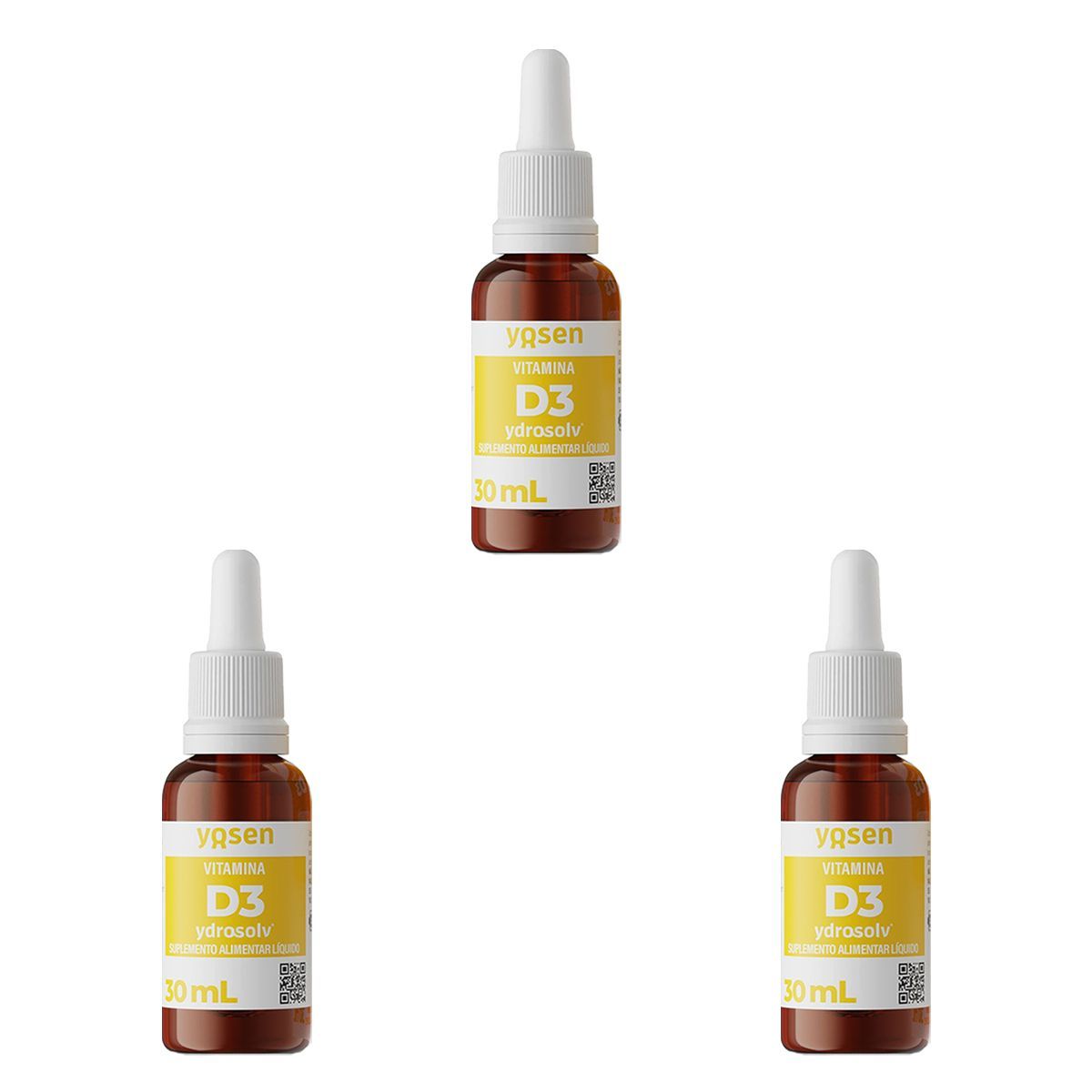Kit 3X Vitamina D3 Ydrosolv - 30ml Gotas Sem Sabor - Yosen