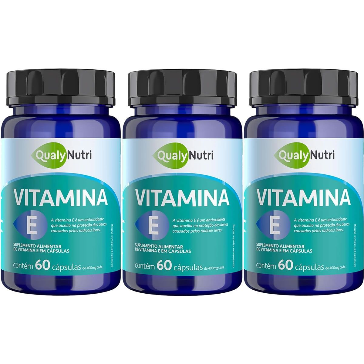Kit 3X Vitamina E - 60 C�psulas - QualyNutri