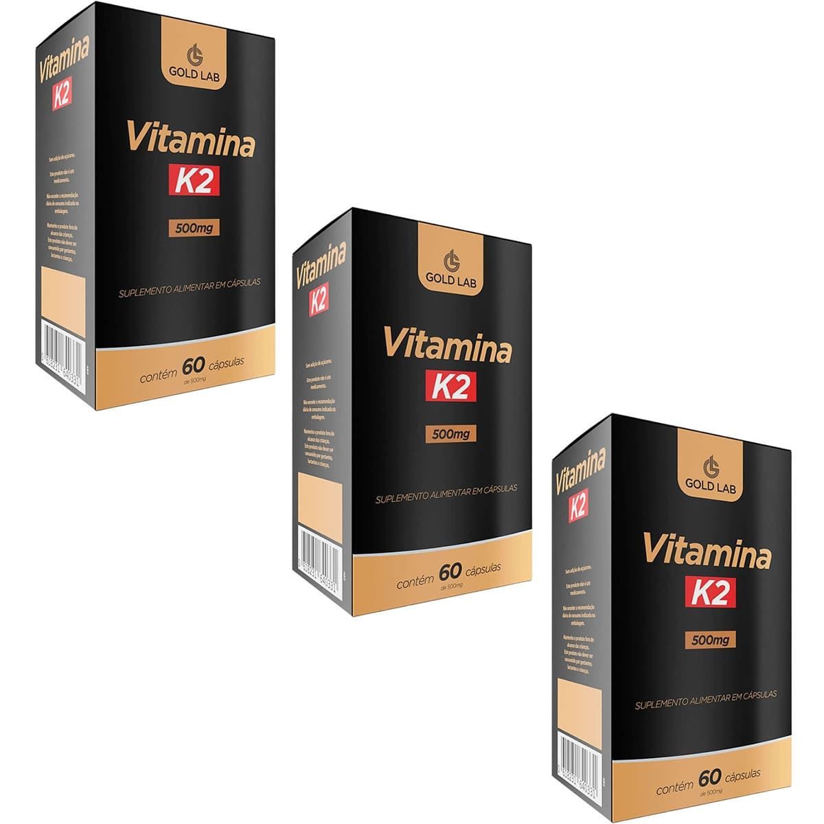 Kit 3X Vitamina K2 - 60 C�spulas - Gold Lab