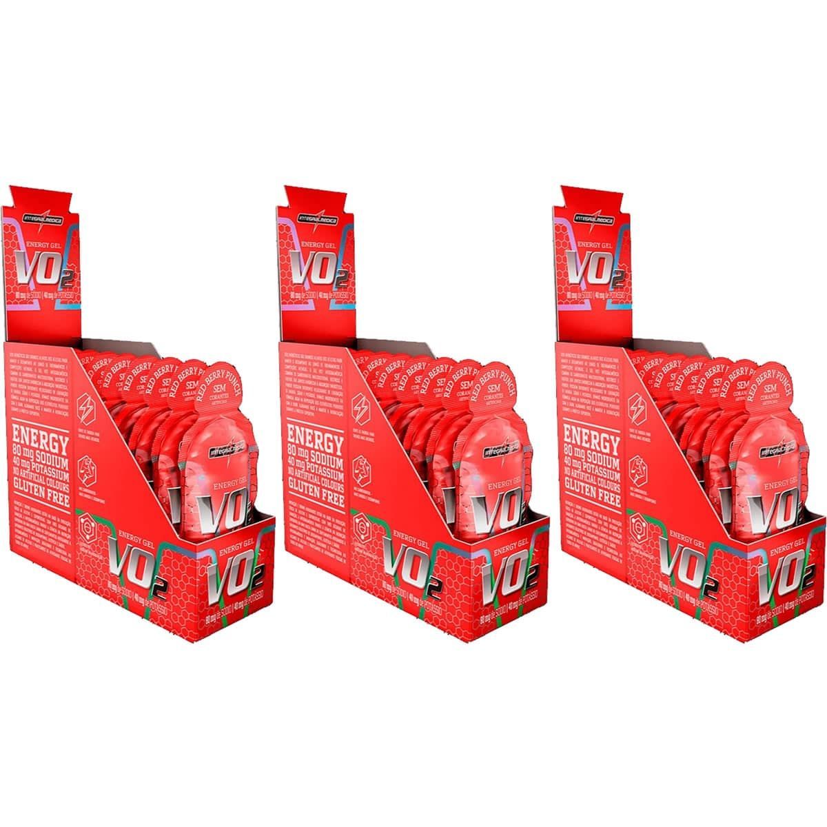 Kit 3X Vo2 Energy Gel - 10 Sach�s 30g Frutas Vermelhas - IntegralM�dica