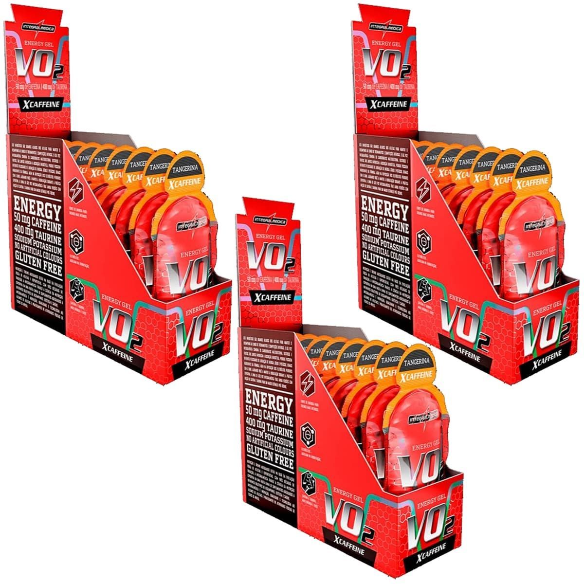 Kit 3X Vo2 Energy Gel X-Caffeine - 10 Sach�s 30g Tangerina - IntegralM�dica