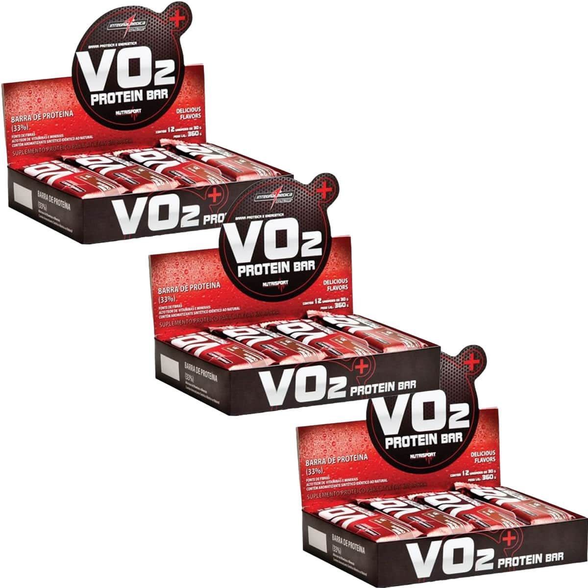Kit 3X VO2 PROTEIN BAR - 12 Unidades 30g Chocolate - IntegralM�dica