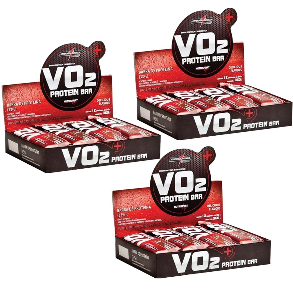 Kit 3X VO2 PROTEIN BAR - 12 Unidades 30g Frutas Vermelhas c/ Iorgute - IntegralM�dica