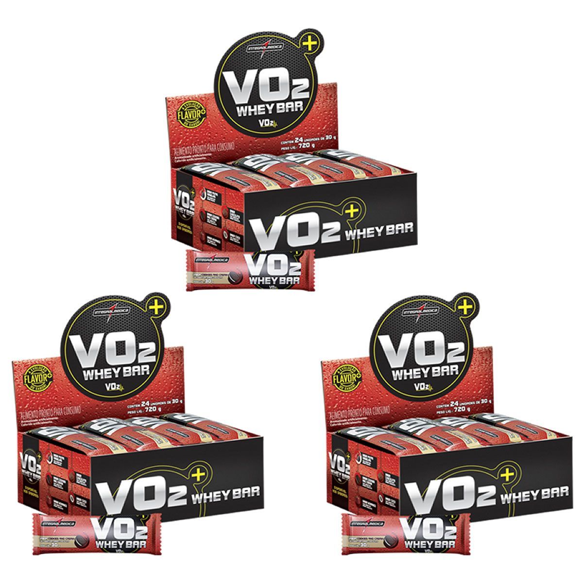 Kit 3X VO2 PROTEIN BAR - 24 Unidades 30g Cookies - IntegralM�dica