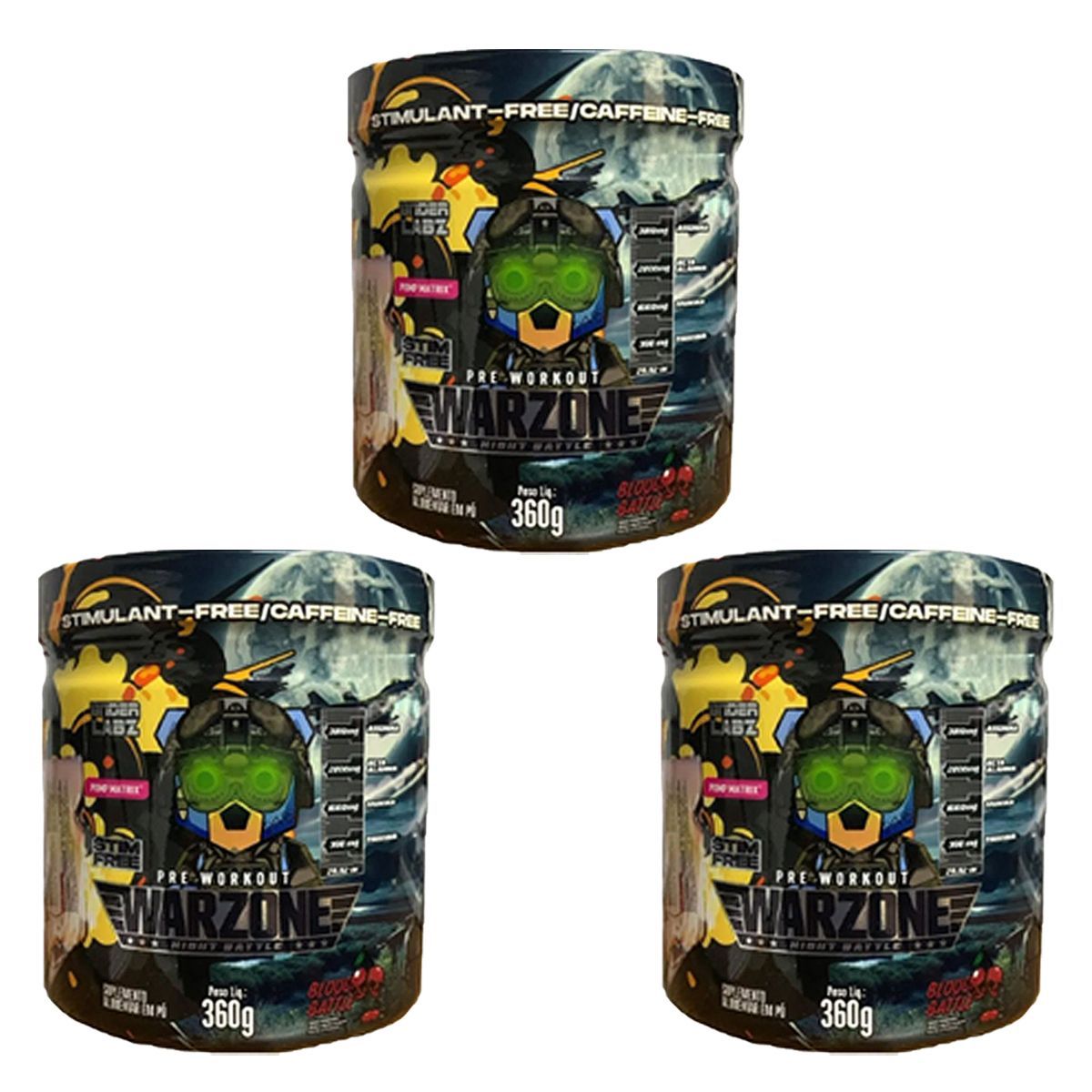 Kit 3X Warzone Night Battle Pr�-Treino - 360g Blood Battle - Under Labz
