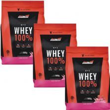 Kit 3X Whey 100% - 900g Refil Morango - New Millen