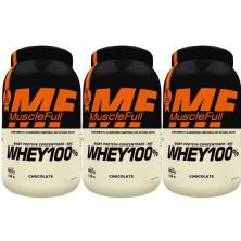 Kit 3X Whey 100% Concentrado - 900g Chocolate - MuscleFull
