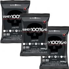 Kit 3X Whey 100% HD - 900g Refil Baunilha - Black Skull