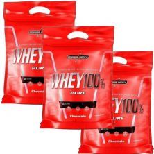 Kit 3X Whey 100% Pure - 1800g Refil Chocolate - IntegralM�dica