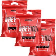 Kit 3X Whey 100% Pure - 1800g Refil Cookies and Cream - IntegralM�dica