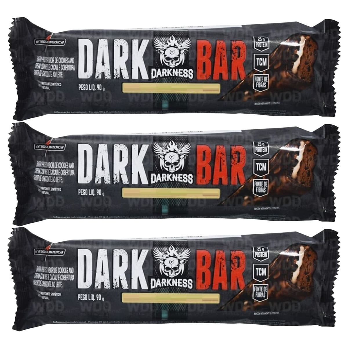 Kit 3X Whey Bar Darkness - 1 Unidade 90g Chocolate e Coco c/ Chocolate Chip - IntegralM�dica