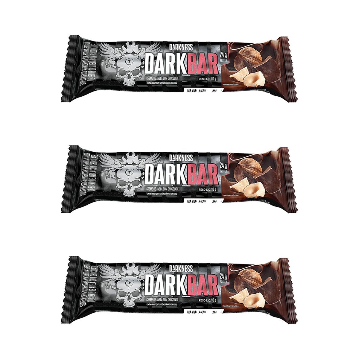 Kit 3X Whey Bar Darkness - 1 Unidade 90g Creme de Avel� com Chocolate - IntegralM�dica