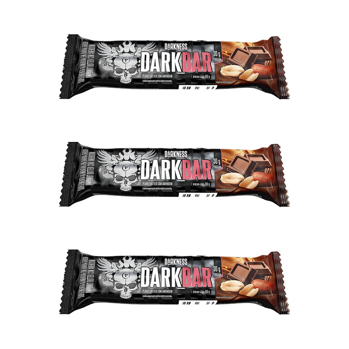 Kit 3X Whey Bar Darkness - 1 unidade 90g Peanut Butter com Amendoim - Integralm�dica1