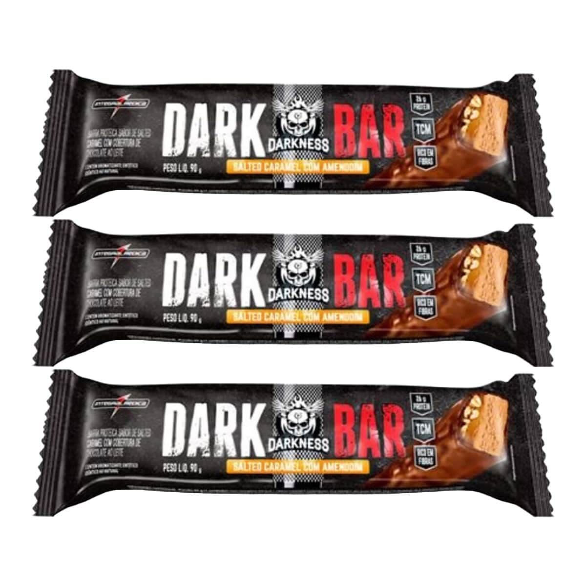 Kit 3X Whey Bar Darkness - 1 Unidade 90g Salted Caramel com Amendoim - IntegralM�dica
