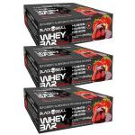 Kit 3X Whey Bar Gourmet - 12 Unidades 45g Morango com Chocolate - Black Skull