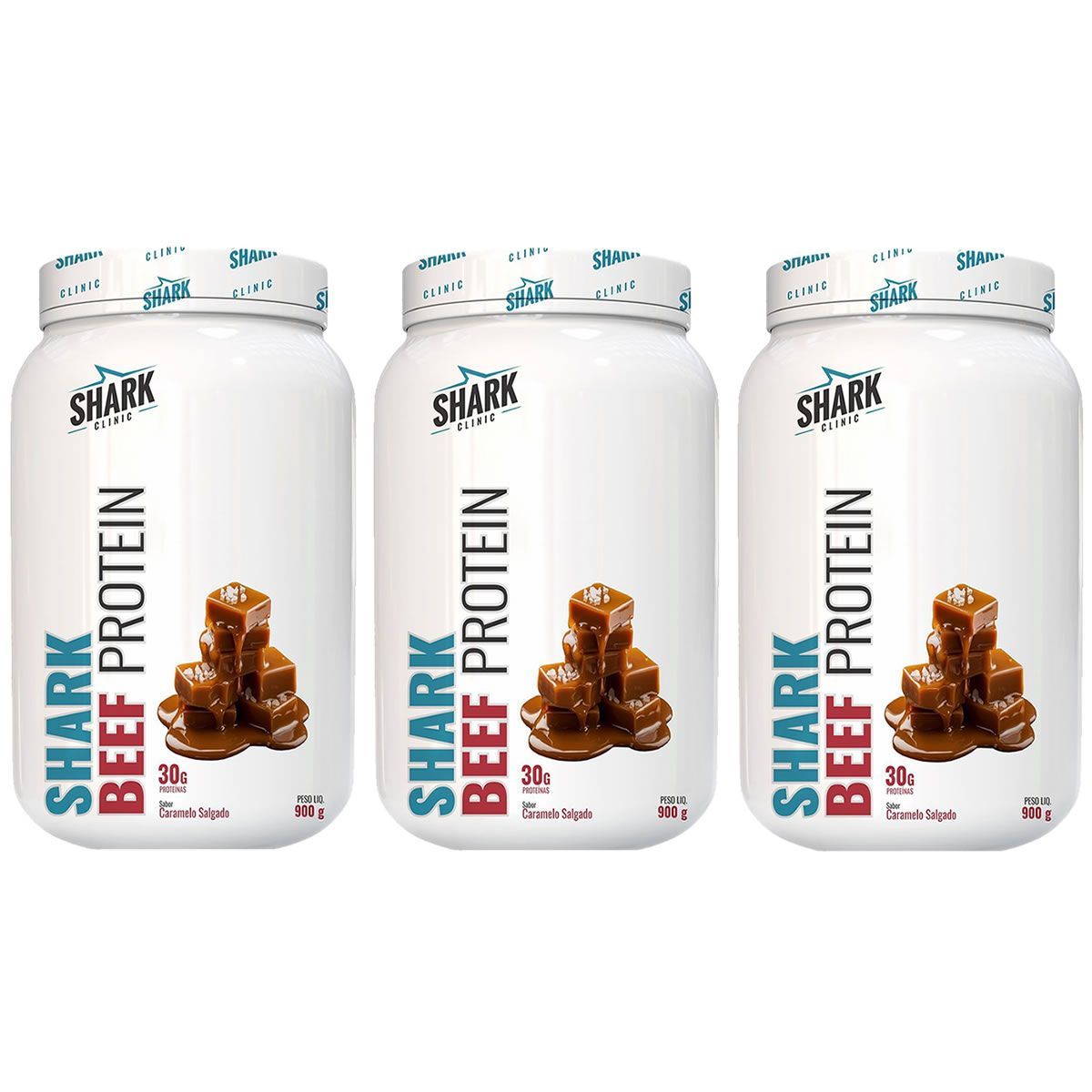 Kit 3X Whey Beef Protein - 900g Caramelo Salgado - Shark Pro