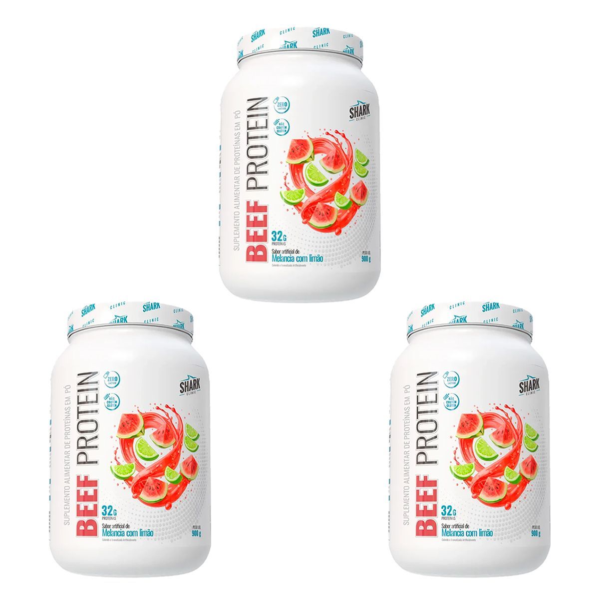 Kit 3X Whey Beef Protein - 900g Melancia com Lim�o - Shark Pro
