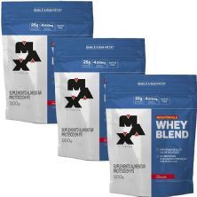 Kit 3X Whey Blend Nova F�rmula - 900g Refil Morango - Max Titanium