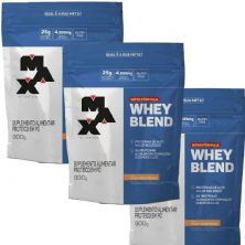 Kit 3X Whey Blend Nova F�rmula - 900g Refil Vitamina de Frutas - Max Titanium