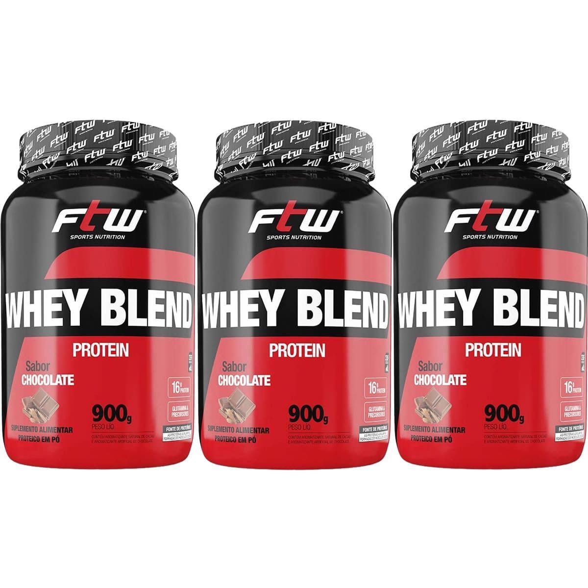Kit 3X Whey Blend Protein - 900g Chocolate - FTW