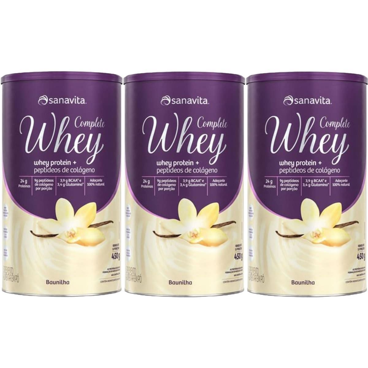 Kit 3X Whey Complete - 450g Baunilha - Sanavita