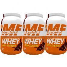 Kit 3X Whey Concentrado Zero Lactose - 900g Chocolate - MuscleFull