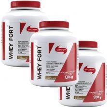 Kit 3X Whey Fort - 1800g Chocolate - Vitafor