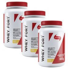 Kit 3X Whey Fort - 900g Baunilha - Vitafor