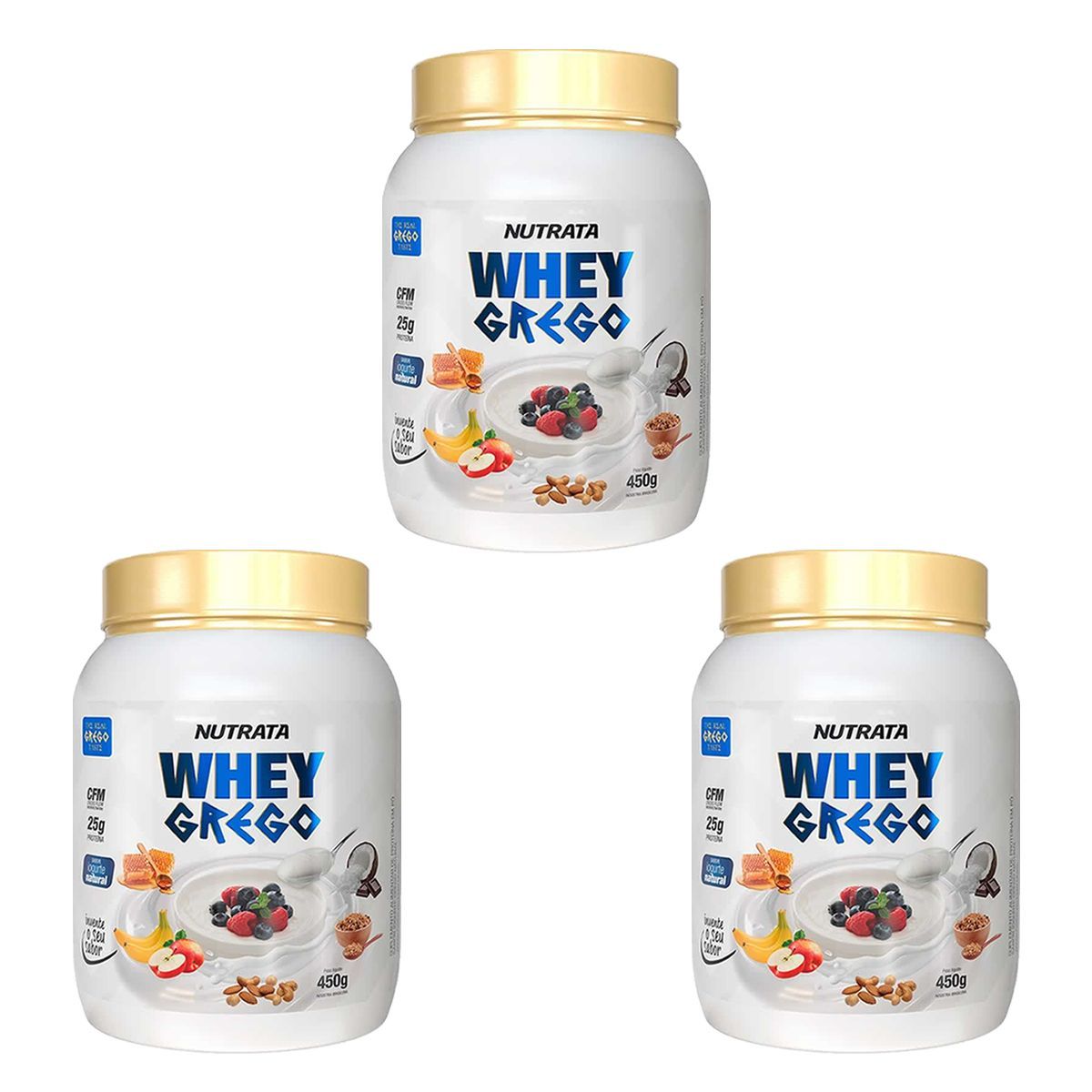 Kit 3X Whey Grego - 450g Iogurte Natural - Nutrata