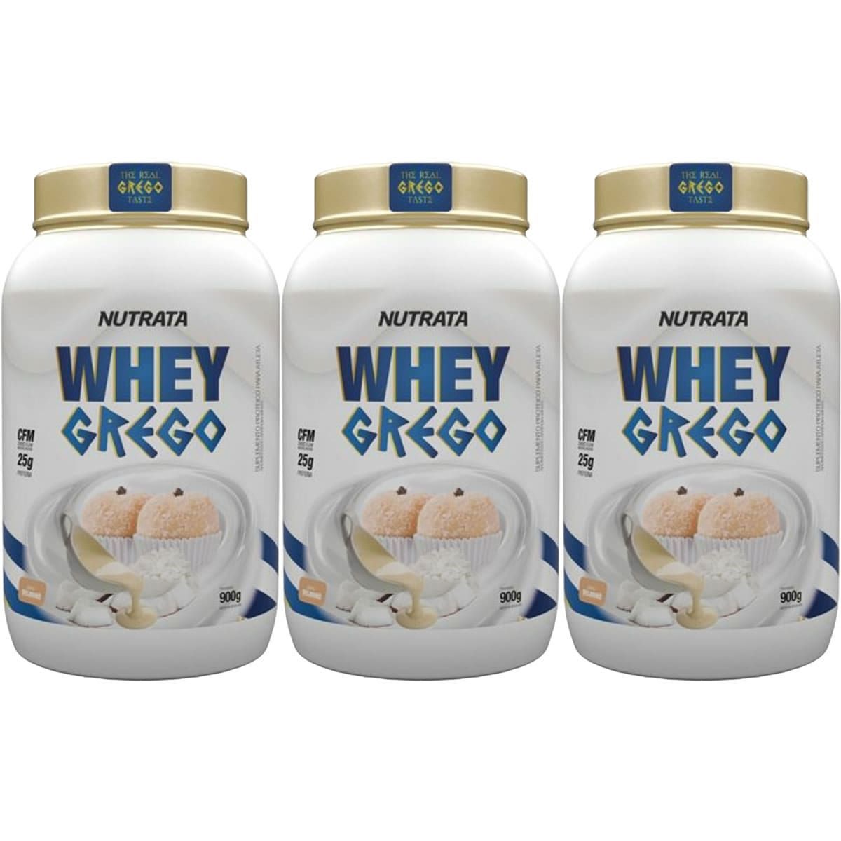 Kit 3X Whey Grego - 900g Beijinho - Nutrata