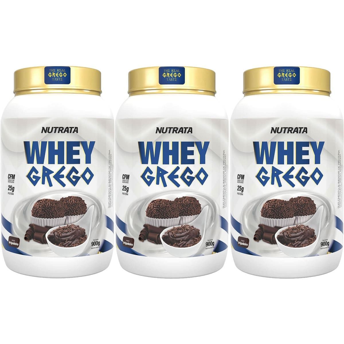 Kit 3X Whey Grego - 900g Brigadeiro - Nutrata